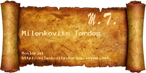 Milenkovits Tardos névjegykártya